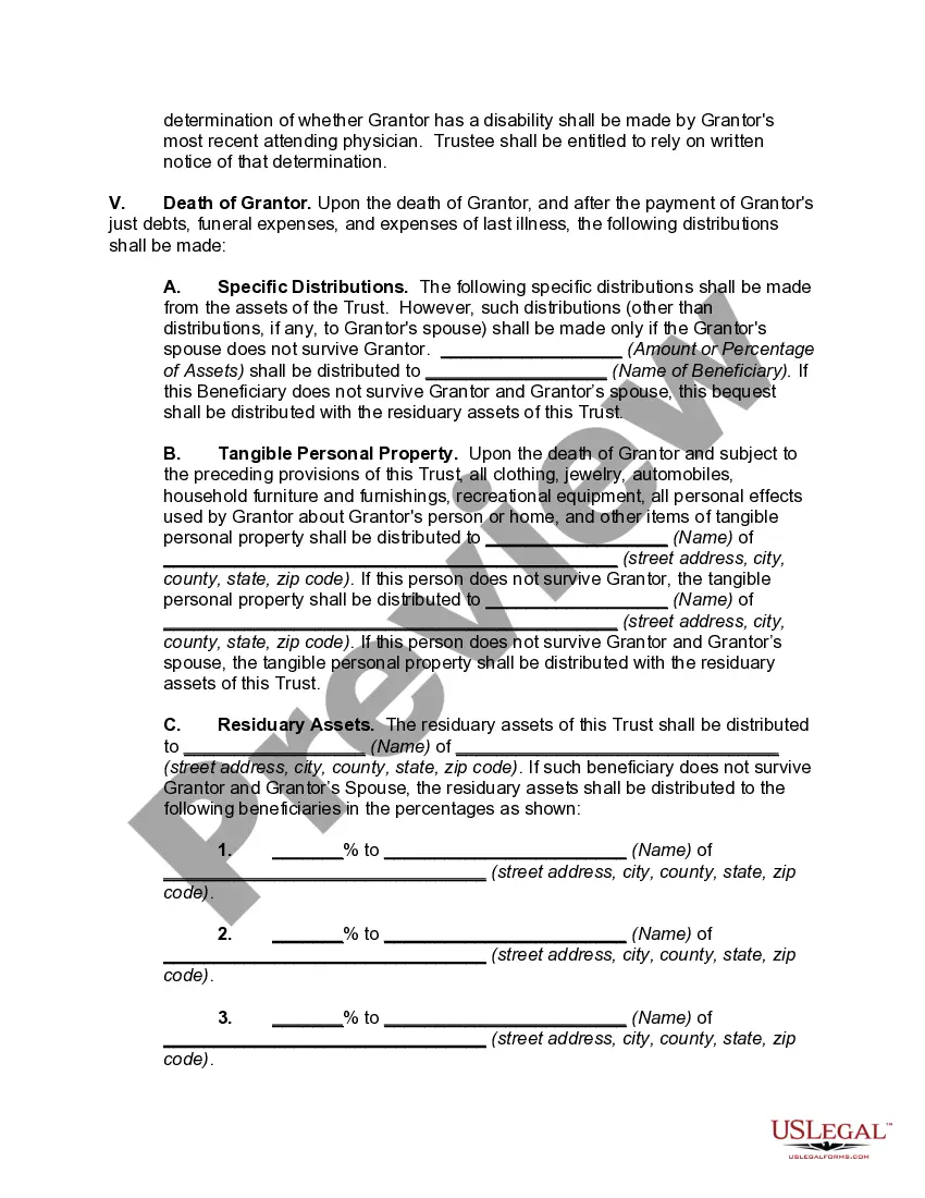 Get Living Trust with Provisions for Disability Preview Living Trust with Provisions for Disability