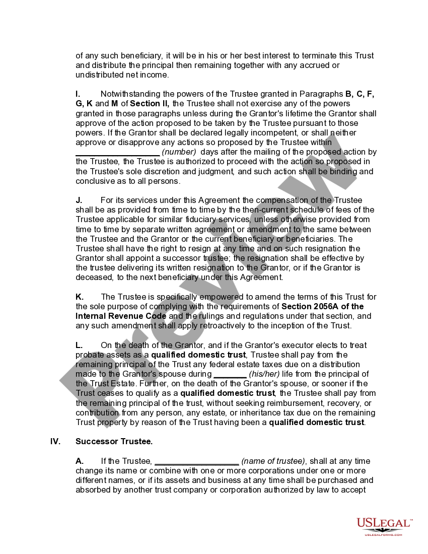 Qualified Domestic Trust Agreement US Legal Forms