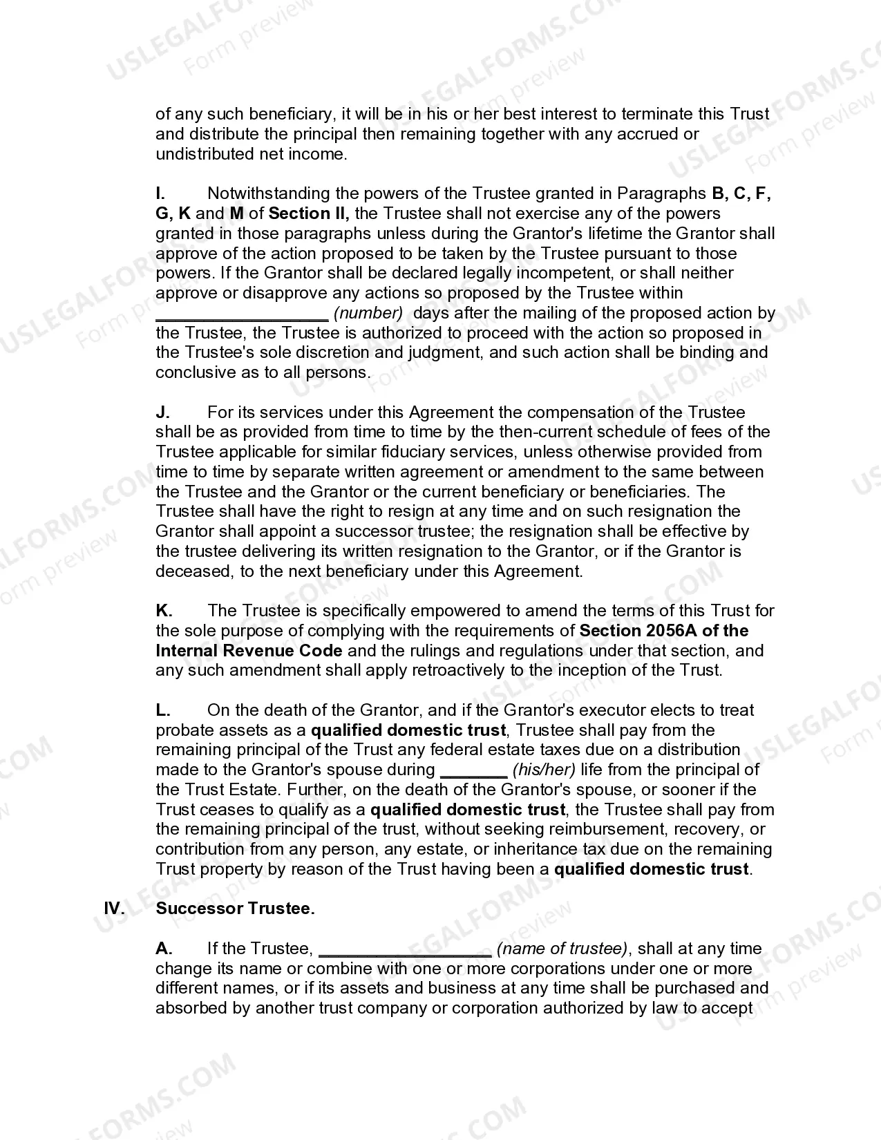Preview Qualified Domestic Trust Agreement