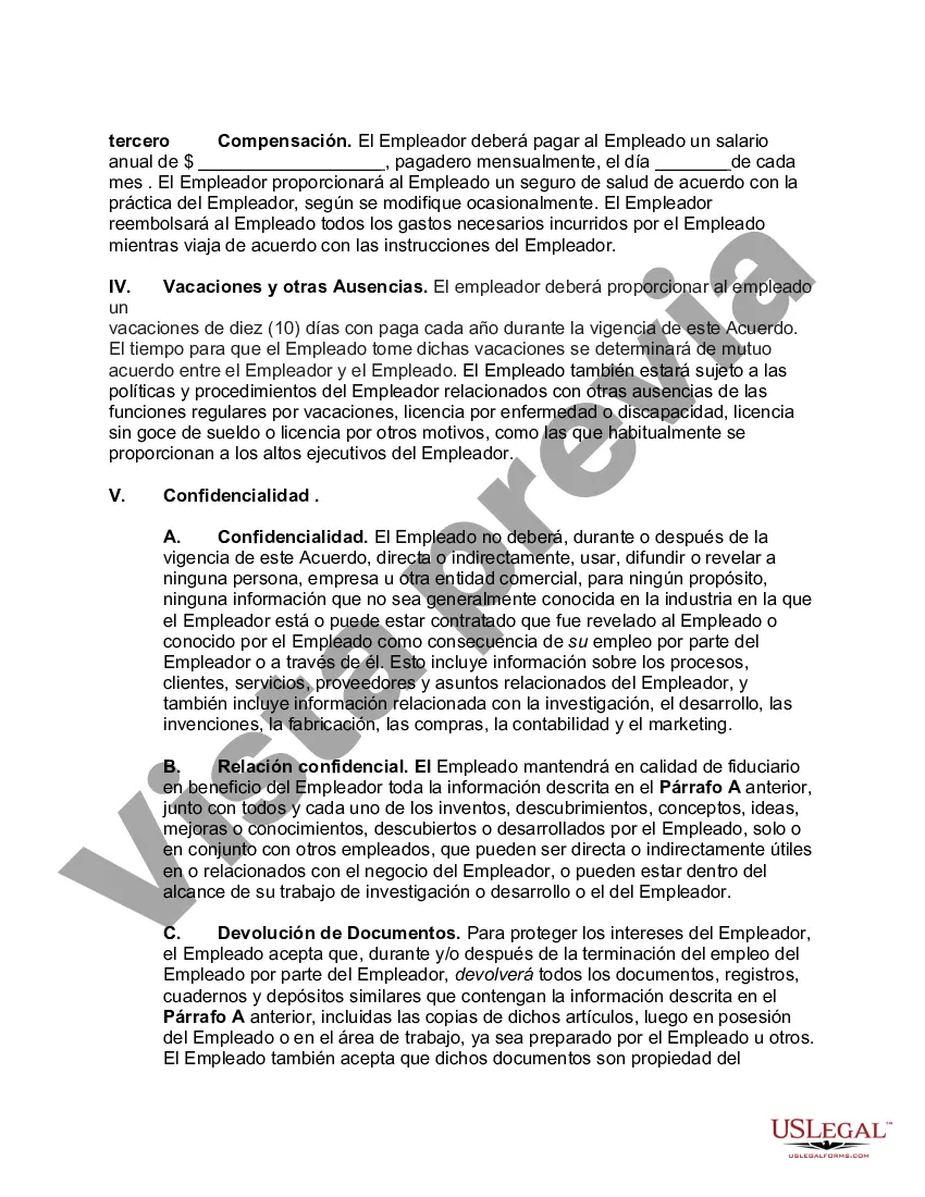 Preview Acuerdo Laboral con Gerente de Desarrollo de Negocios con Pacto de No Competir