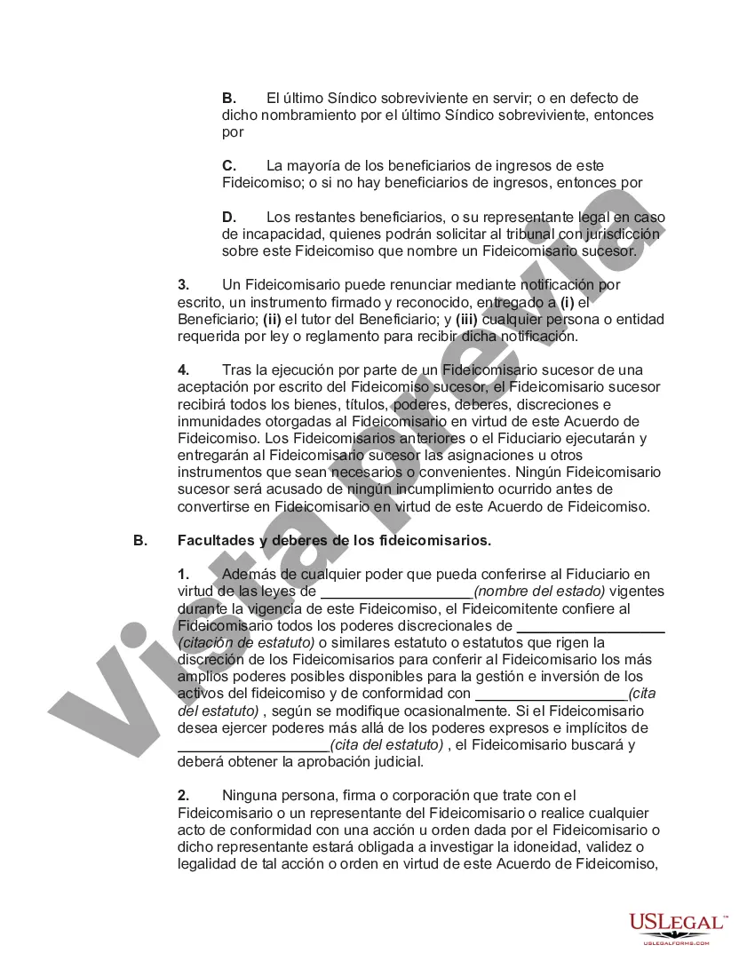 Preview Acuerdo de fideicomiso irrevocable para necesidades especiales en beneficio del hijo discapacitado del fideicomitente
