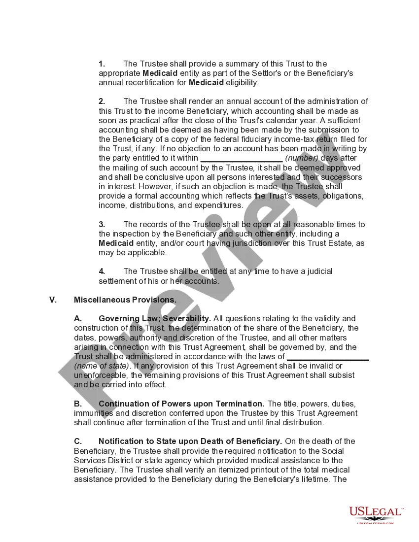 Get Special Needs Irrevocable Trust Agreement for Benefit of Disabled Child of Trustor Preview Special Needs Irrevocable Trust Agreement for Benefit of Disabled Child of Trustor