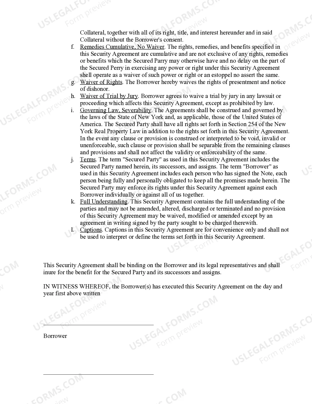Preview Cooperative Apartment Loan Security Agreement