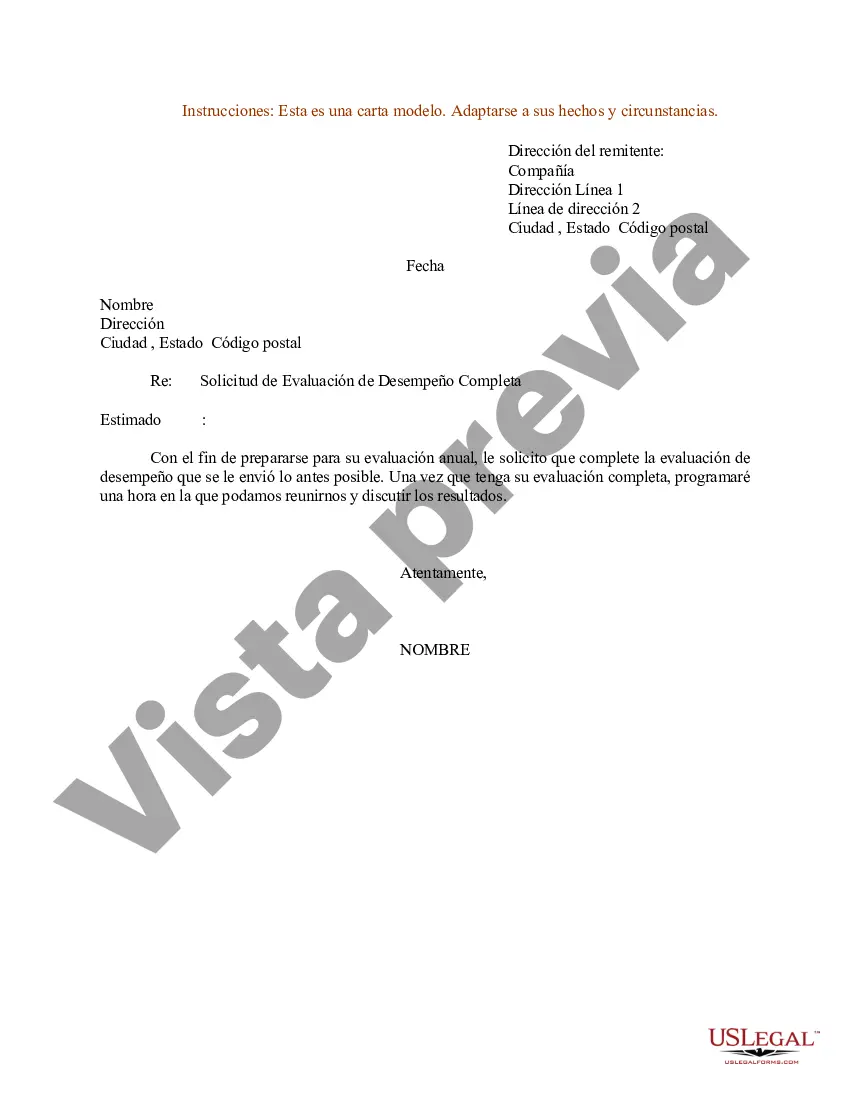 Preview Ejemplo de carta de solicitud de evaluación de desempeño completa