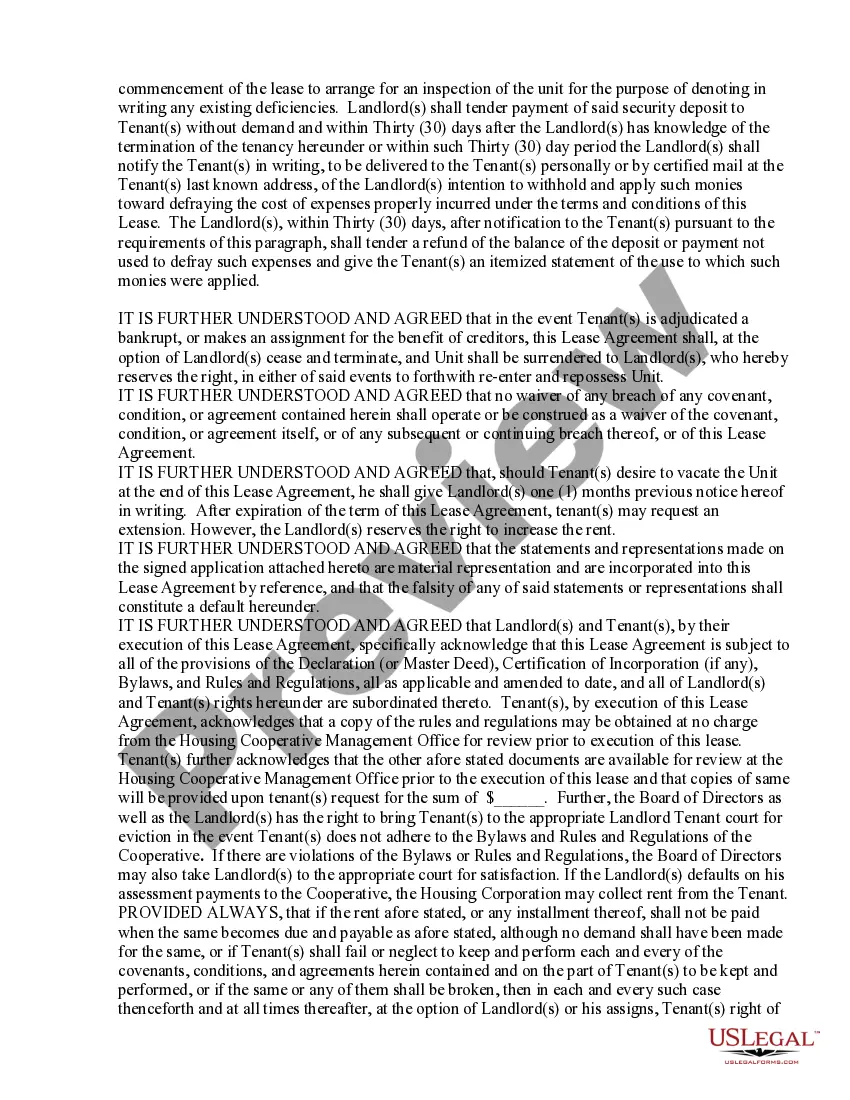 Preview Cooperative Lease Agreement