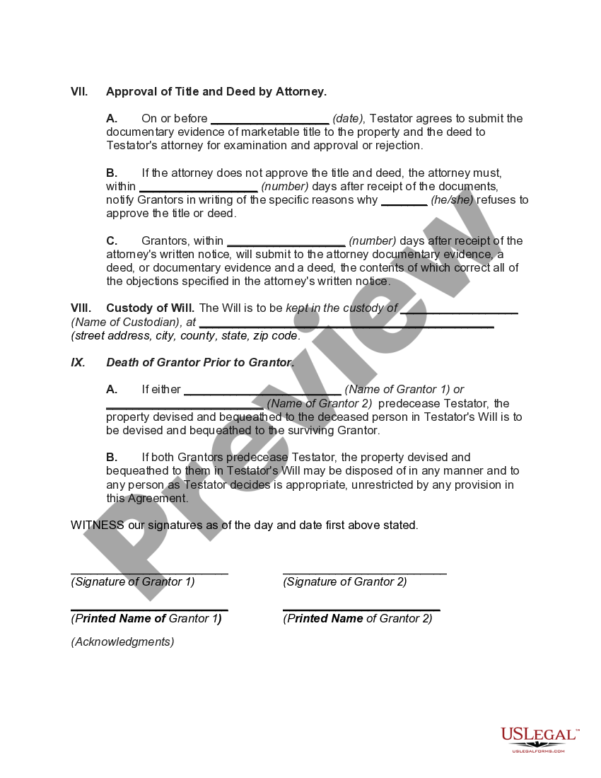 Agreement to Devise or Bequeath Property to Grantors Who Convey
