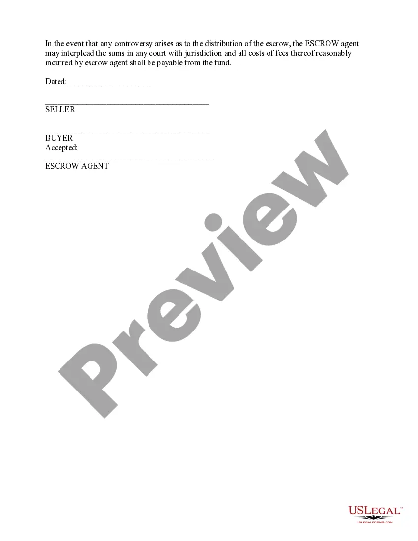 Preview Bulk Sales Escrow Agreement