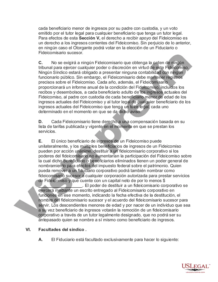 Preview Fideicomiso de seguro de vida con fondos irrevocables donde los beneficiarios tienen derecho de retiro Crummey con la póliza First to Die con cláusula de supervivencia