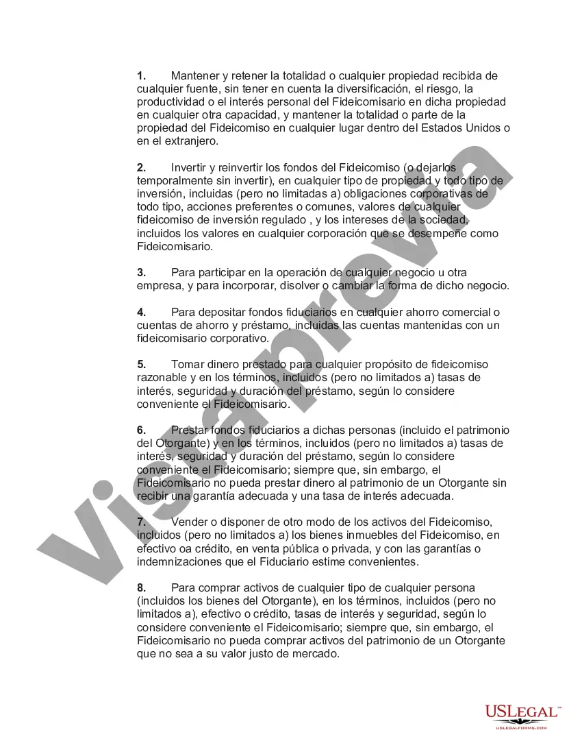 Preview Fideicomiso de seguro de vida con fondos irrevocables donde los beneficiarios tienen derecho de retiro Crummey con la póliza First to Die con cláusula de supervivencia