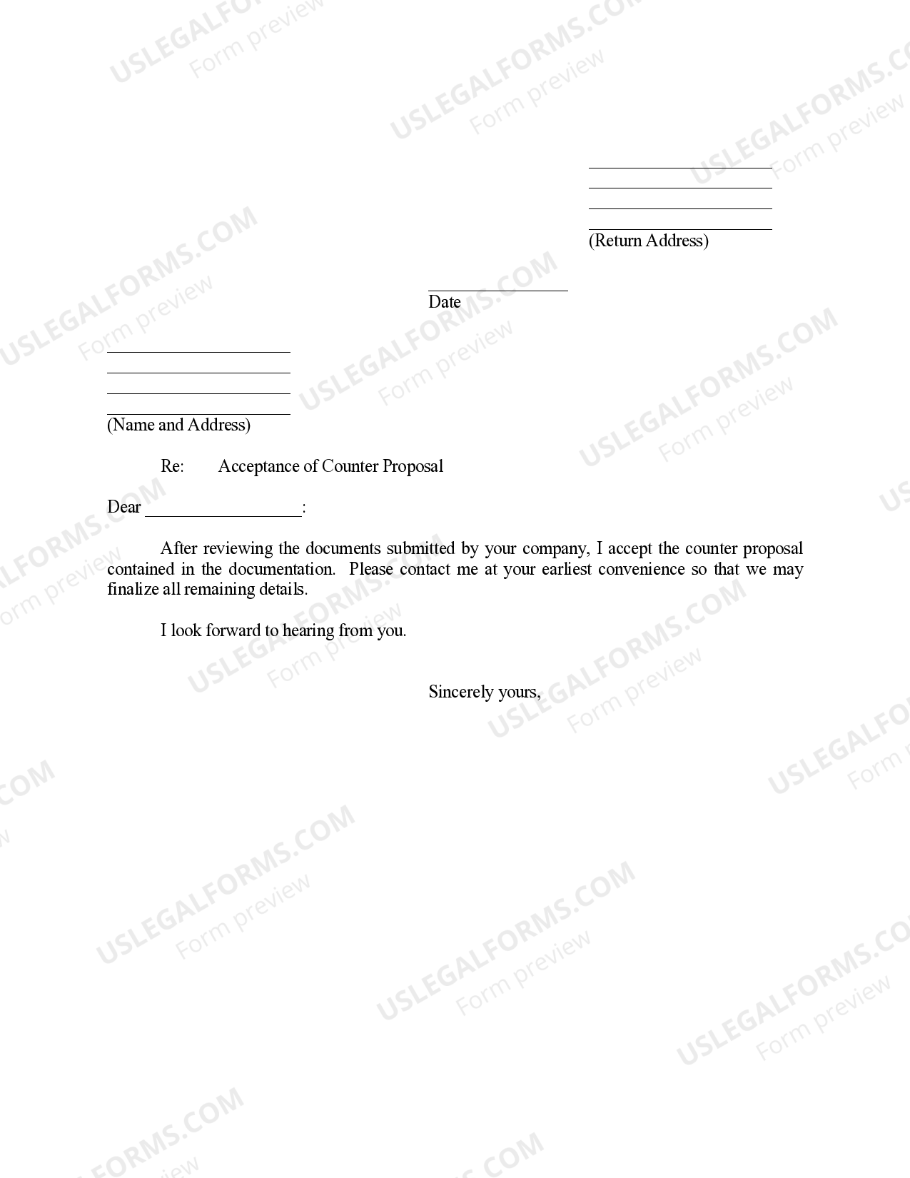 Sample Letter for Acceptance of Counter Proposal - Sample Letter ...