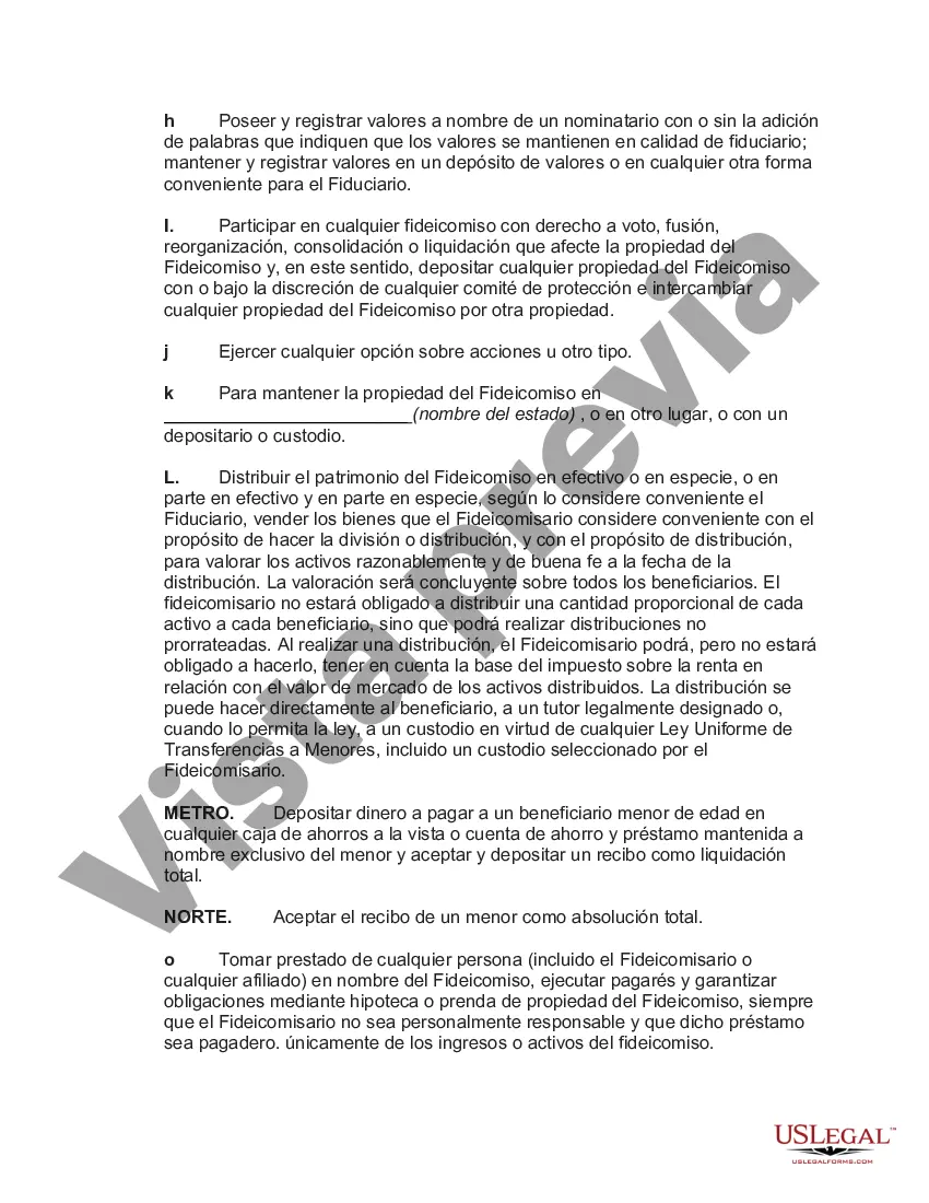 Preview Fideicomiso irrevocable para beneficio de por vida del fideicomitente con poder de invasión en el fideicomitente