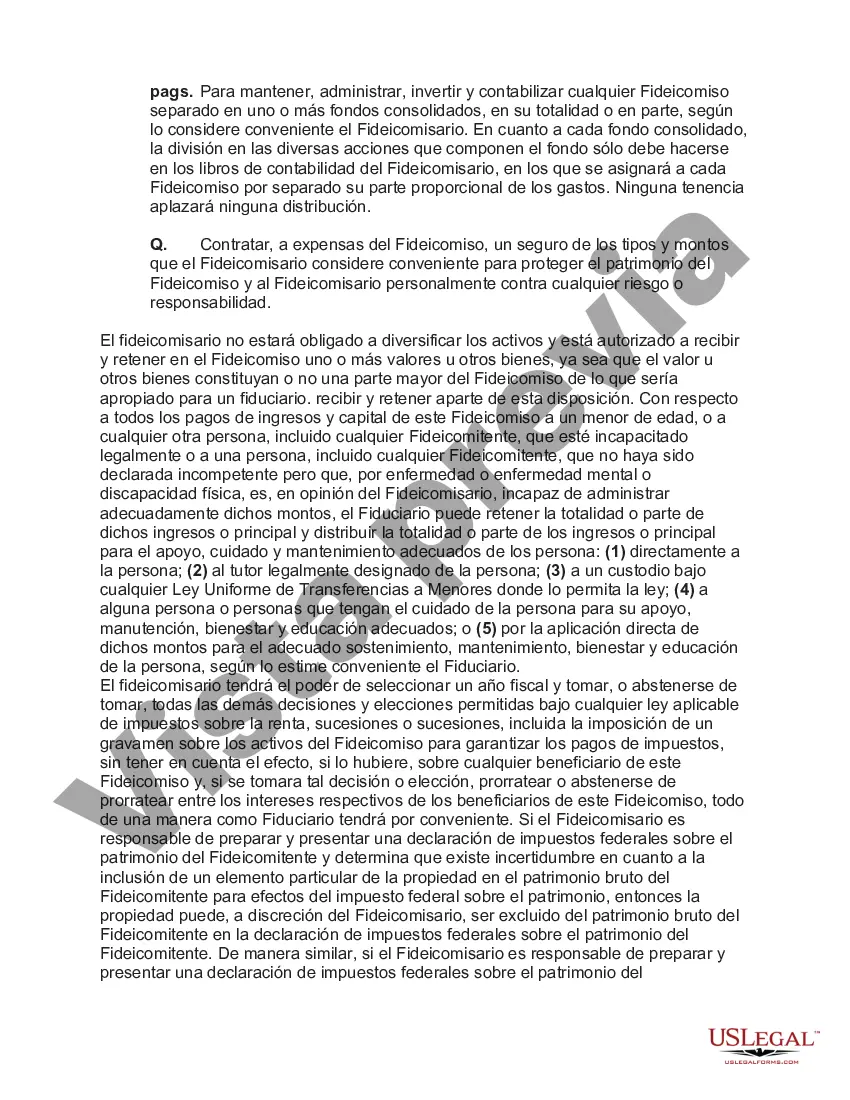 Preview Fideicomiso irrevocable para beneficio de por vida del fideicomitente con poder de invasión en el fideicomitente