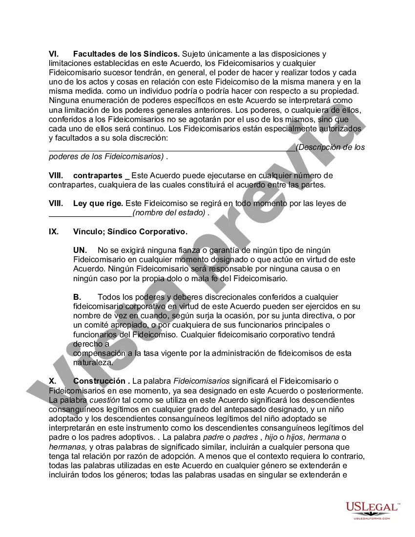 Preview Fideicomiso de ingresos retenidos del otorgante con división en fideicomisos para su emisión después del plazo de años