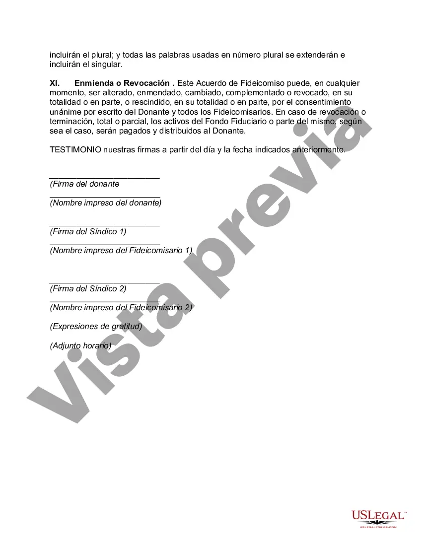 Preview Fideicomiso de ingresos retenidos del otorgante con división en fideicomisos para su emisión después del plazo de años