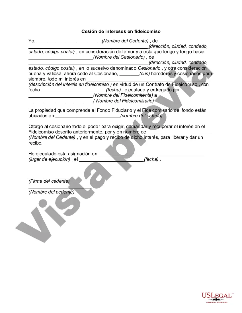 Preview Cesión de intereses en fideicomiso