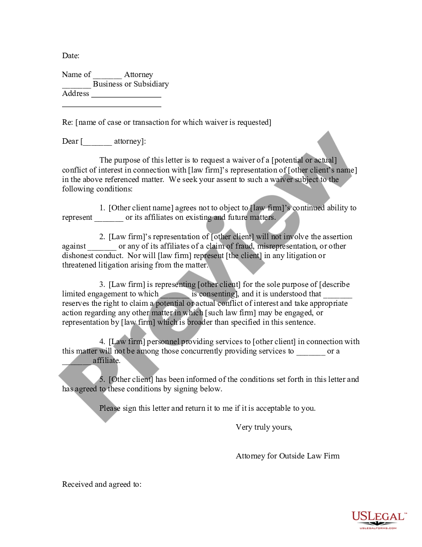 Conflict Of Interest Waiver Template