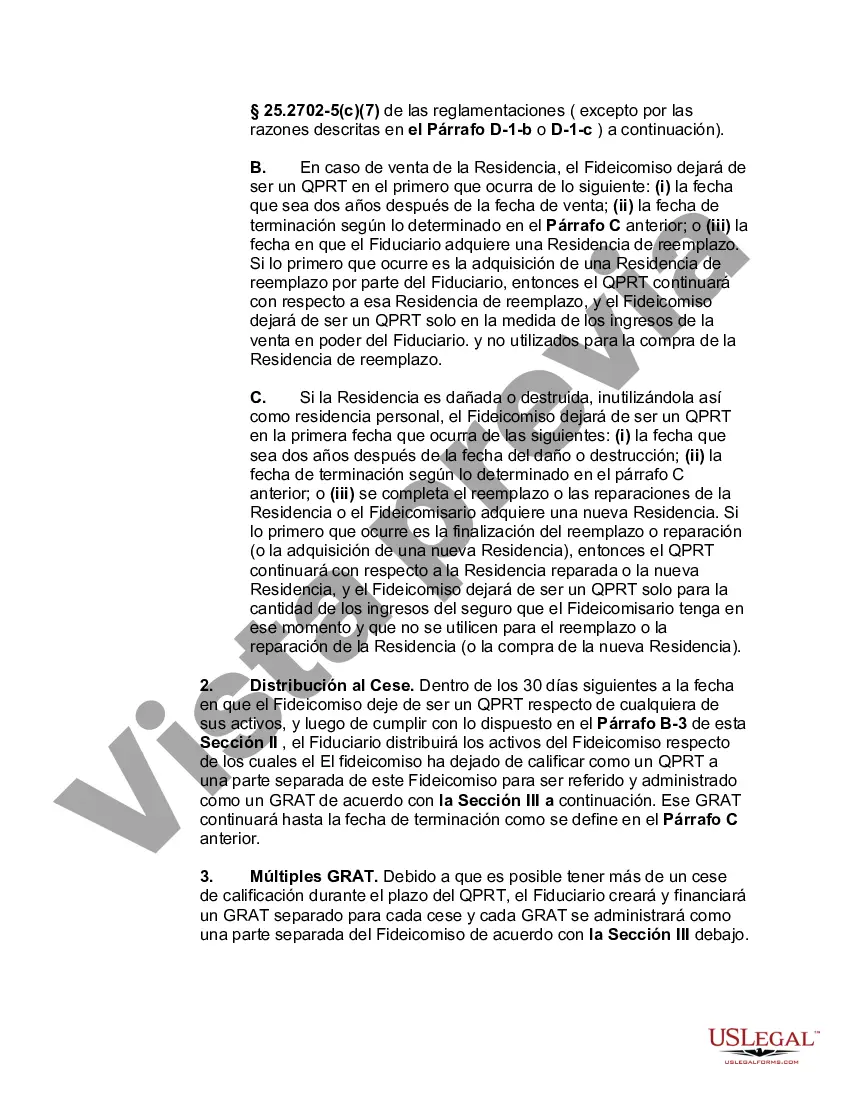 Preview Titular calificado de fideicomiso de residencia personal de un plazo