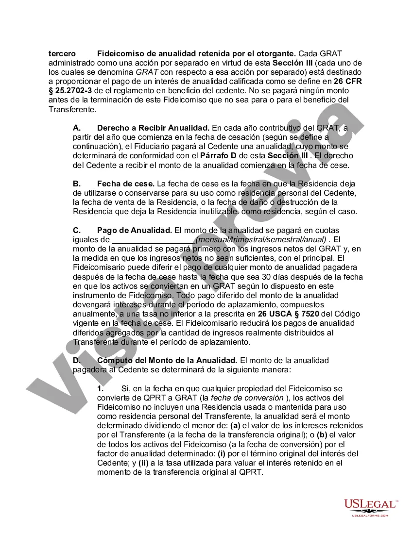 Preview Titular calificado de fideicomiso de residencia personal de un plazo