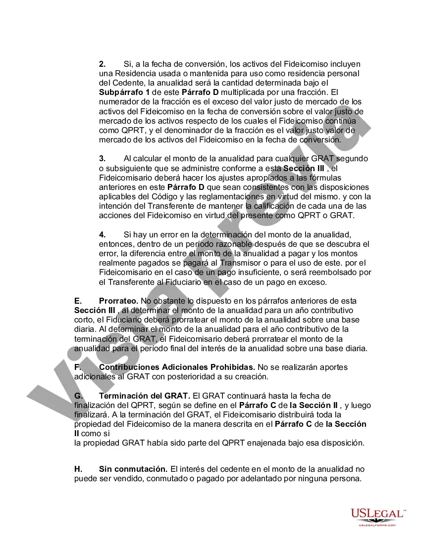 Preview Titular calificado de fideicomiso de residencia personal de un plazo