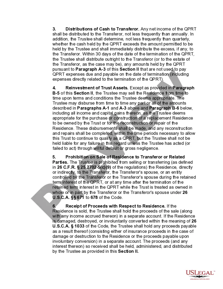 Preview Qualified Personal Residence Trust One Term Holder