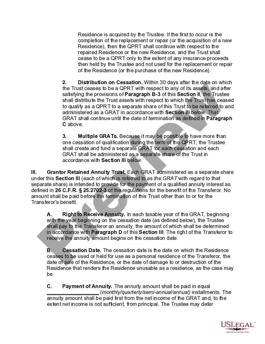 Preview Qualified Personal Residence Trust One Term Holder