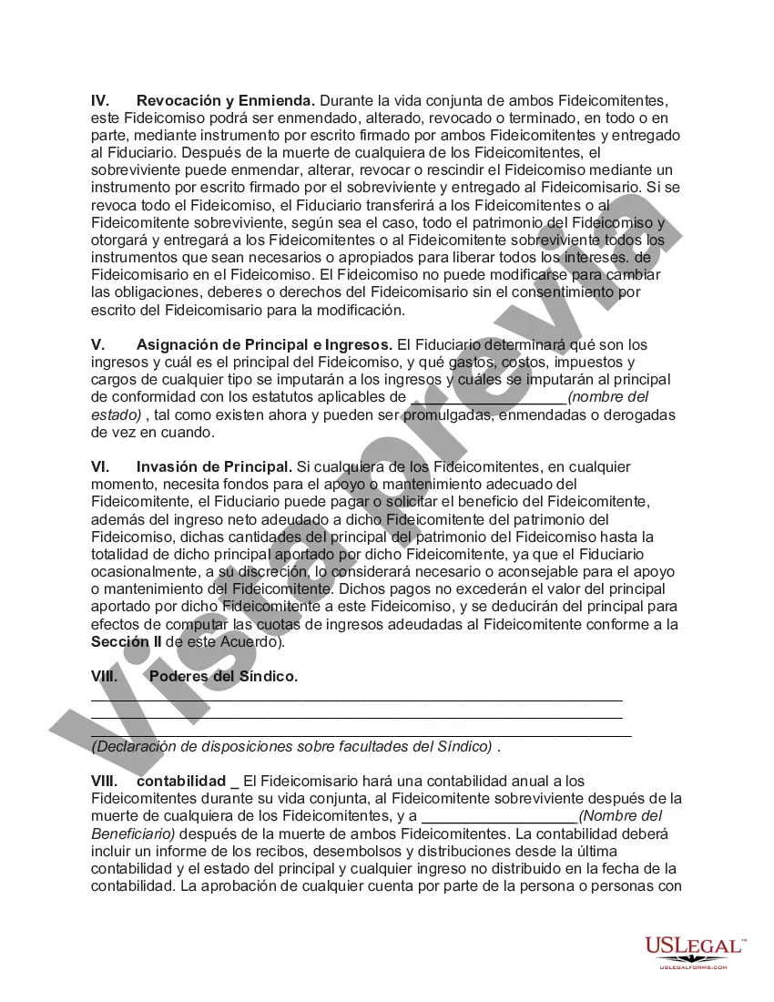 Preview Fideicomiso conjunto con ingresos pagaderos a los fideicomitentes durante la vida conjunta