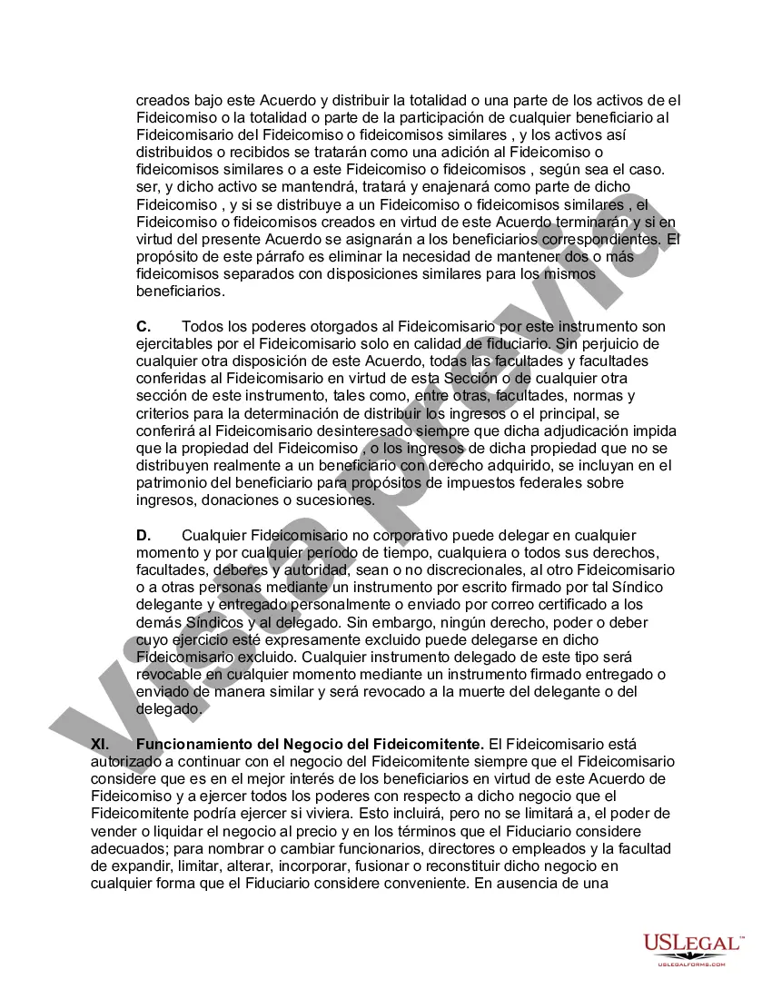 Preview Acuerdo de Fideicomiso Revocable Subcapítulo-S Calificado