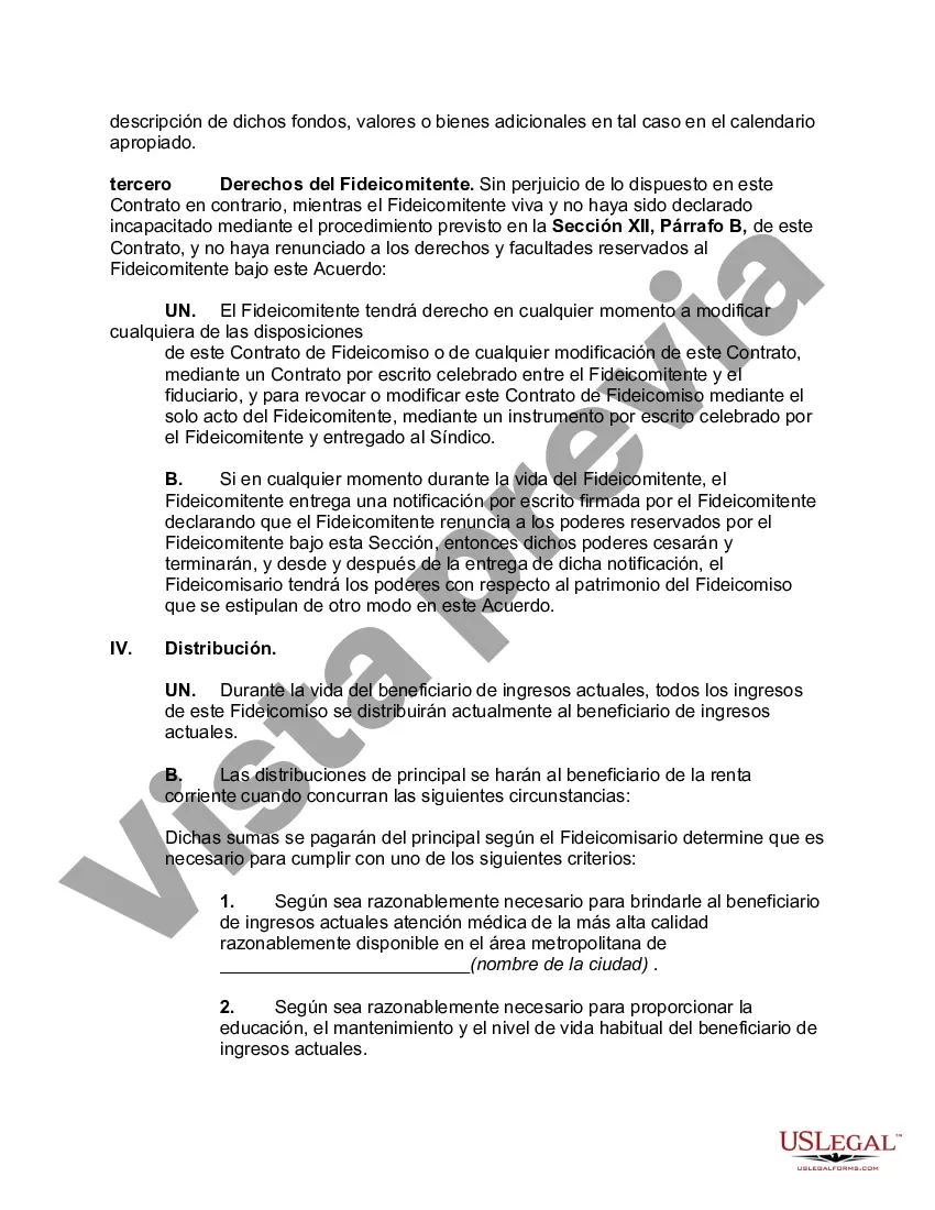 Preview Acuerdo de Fideicomiso Revocable Subcapítulo-S Calificado