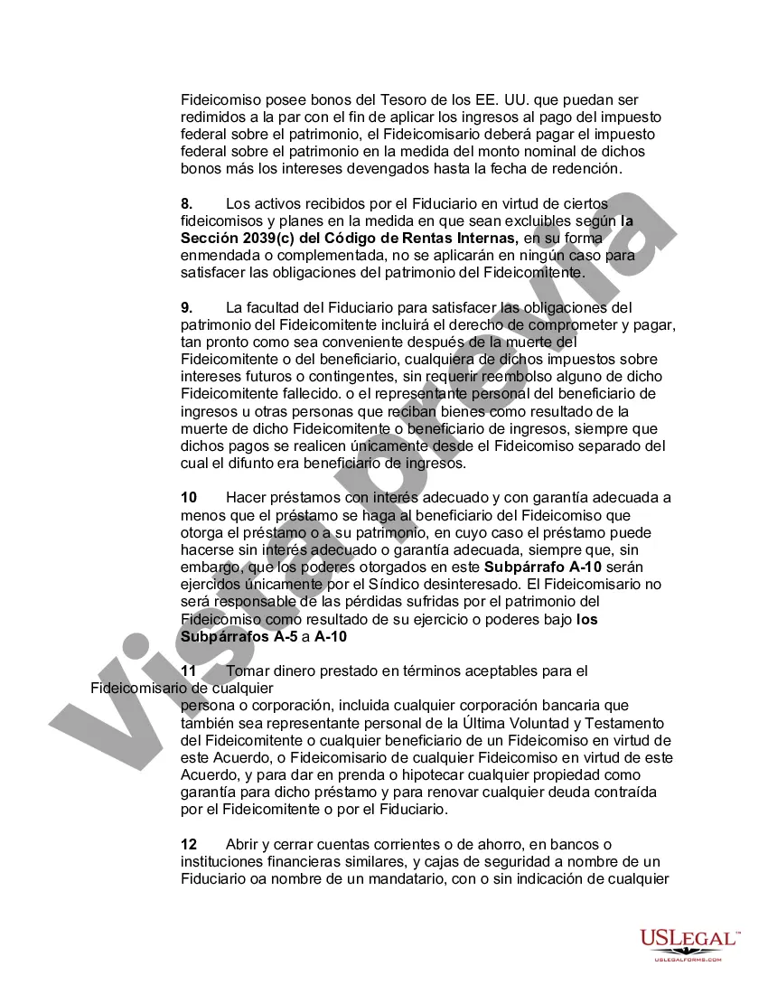 Preview Acuerdo de Fideicomiso Revocable Subcapítulo-S Calificado