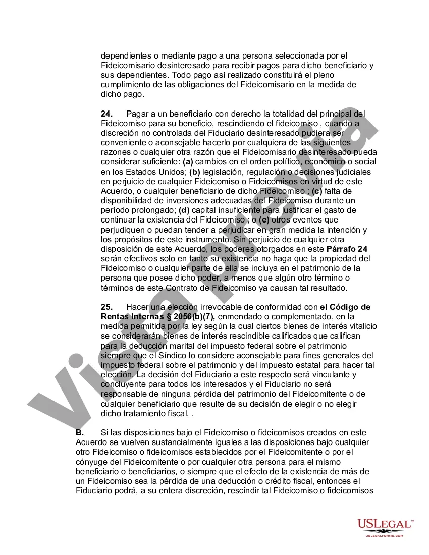 Preview Acuerdo de Fideicomiso Revocable Subcapítulo-S Calificado