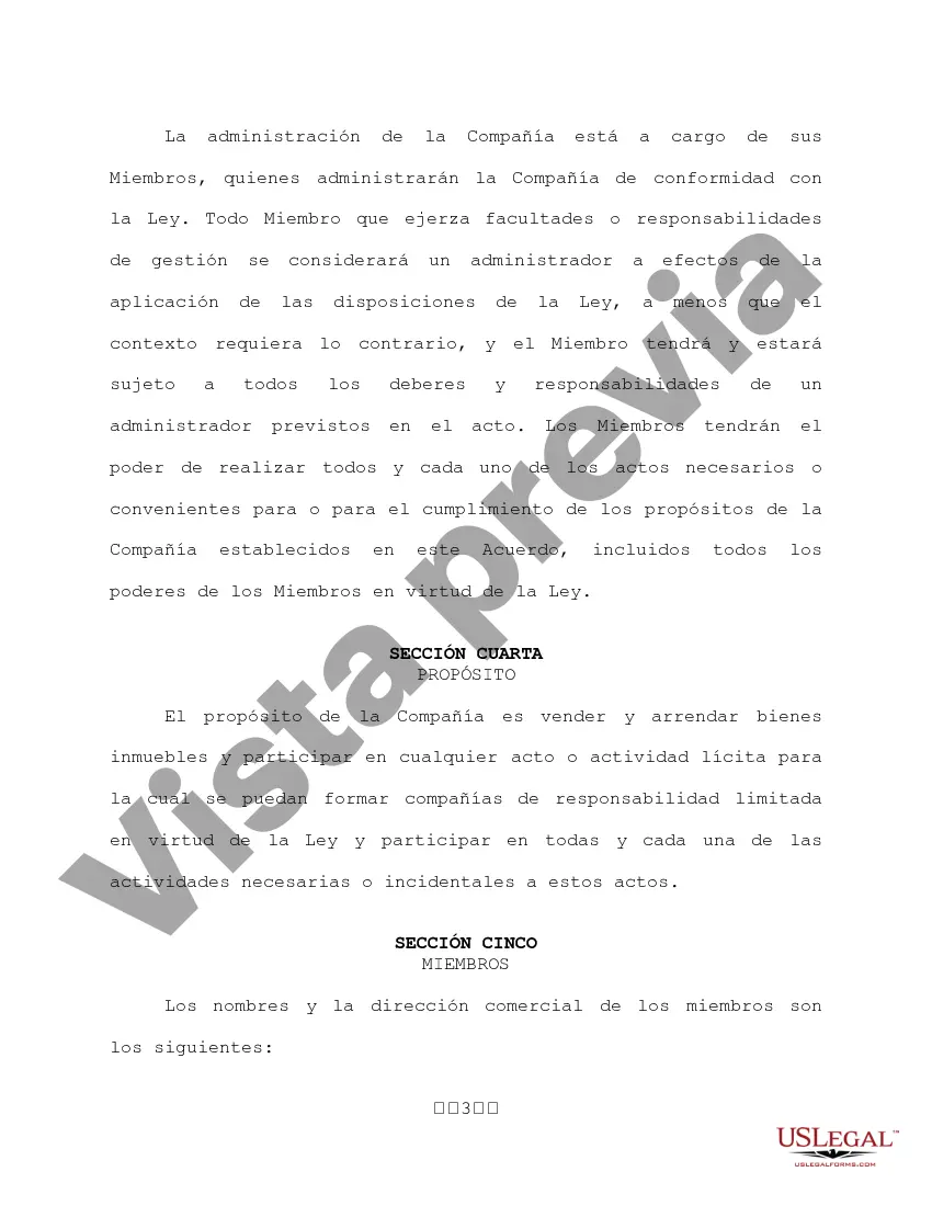 Preview Ejemplo de acuerdo operativo de sociedad de responsabilidad limitada LLC con aportes de capital que determinan las acciones de interés