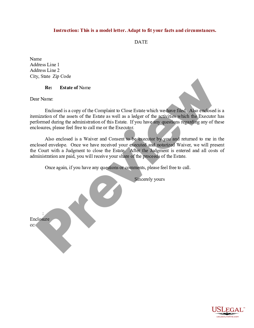 Sample Letter for Complaint to Close Estate - Itemization - Samples Of ...