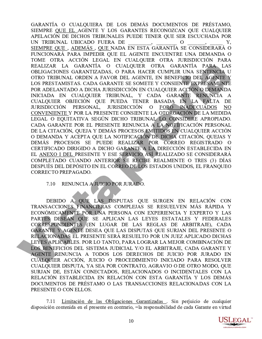 Preview Acuerdo de Garantía Subsidiaria