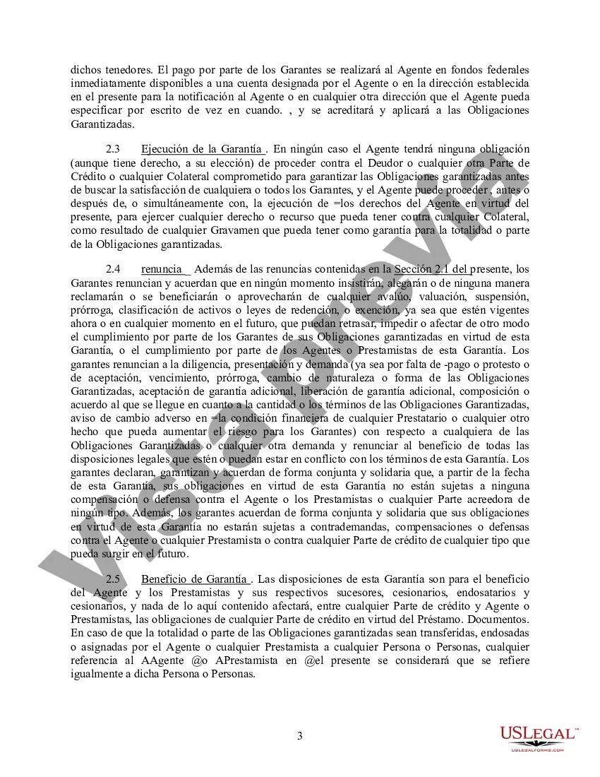 Preview Acuerdo de Garantía Subsidiaria