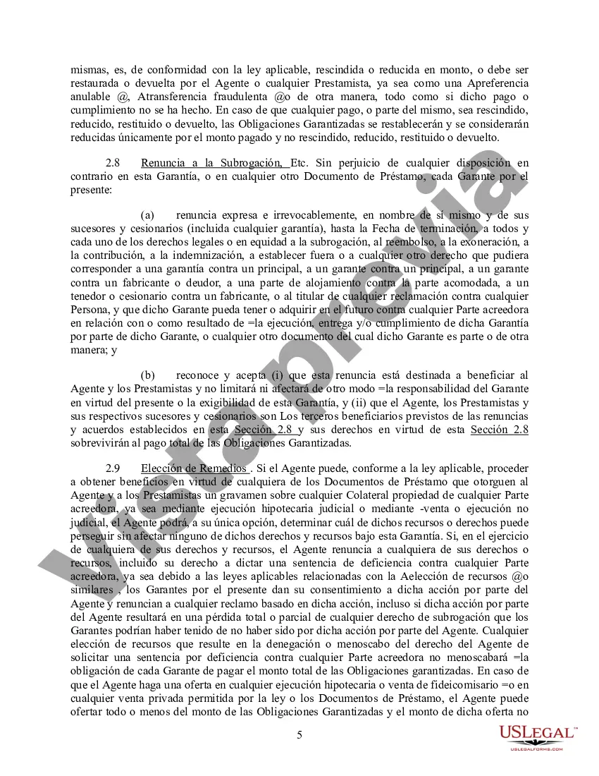 Preview Acuerdo de Garantía Subsidiaria