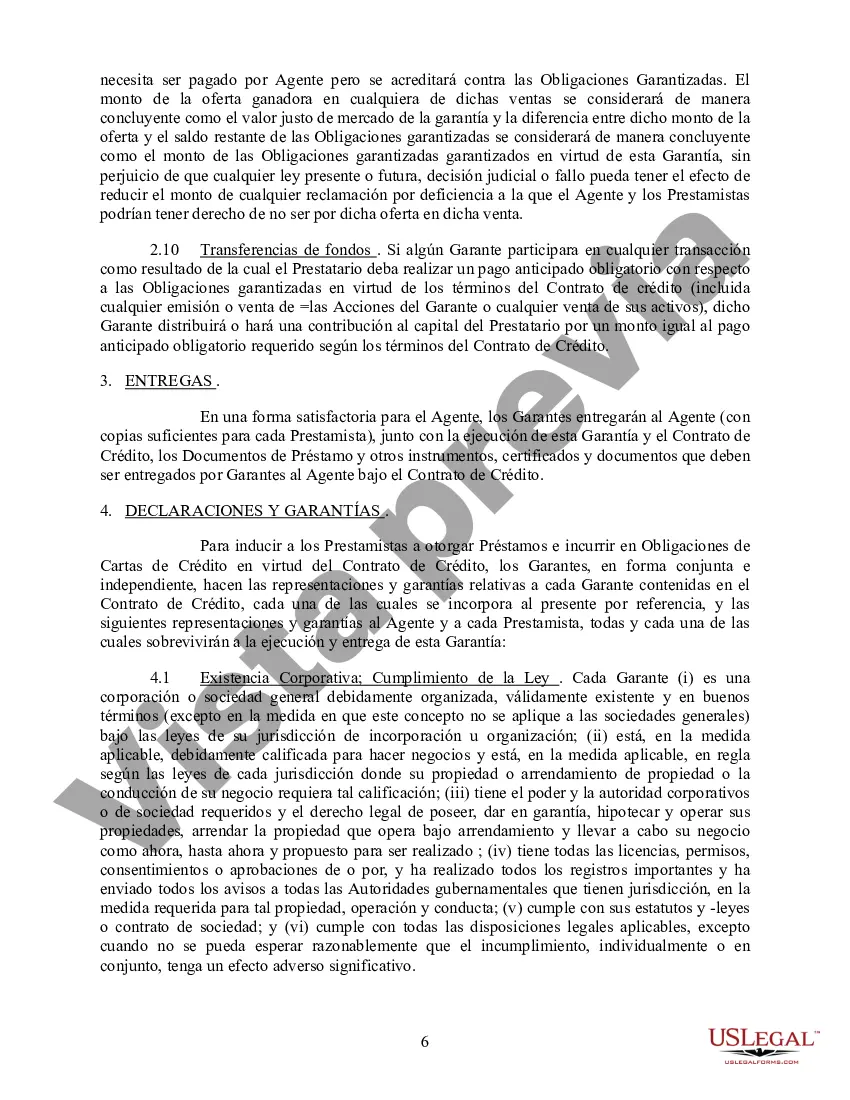 Preview Acuerdo de Garantía Subsidiaria