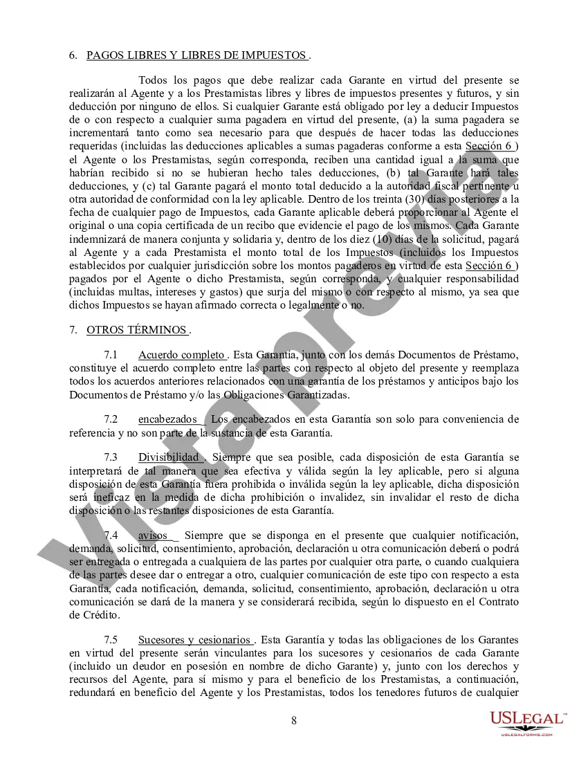 Preview Acuerdo de Garantía Subsidiaria