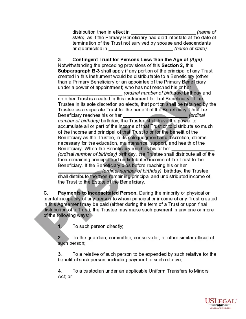 Preview Irrevocable Trust Agreement for Minor which Qualifies for Annual Gift Tax Exclusion -- Multiple Trusts for Children