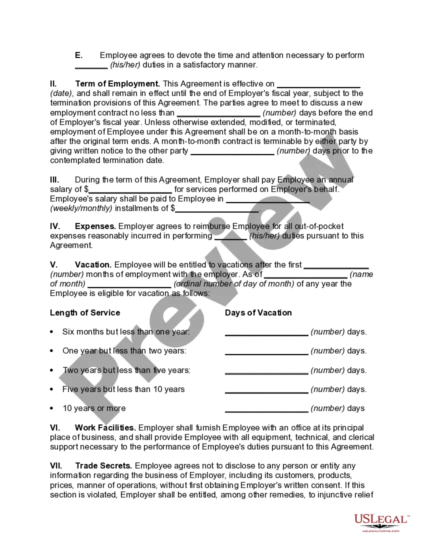 Preview Employment Agreement with Noncompetition and Confidentiality Provisions