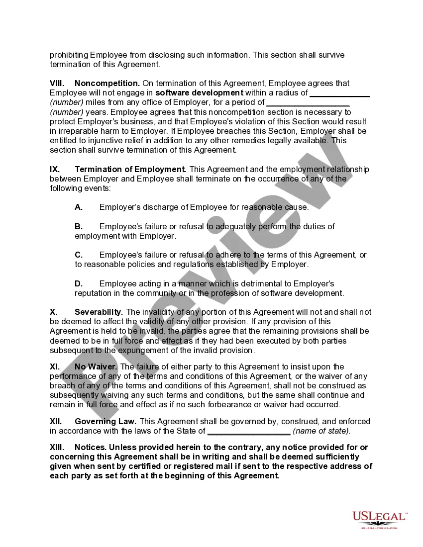 Preview Employment Agreement with Noncompetition and Confidentiality Provisions