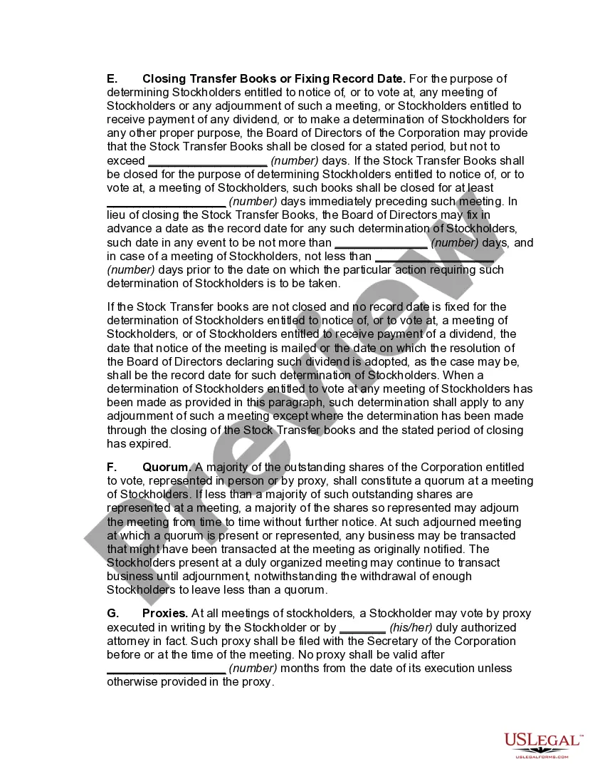 Get General Form of Bylaws for a Business Corporation Preview General Form of Bylaws for a Business Corporation