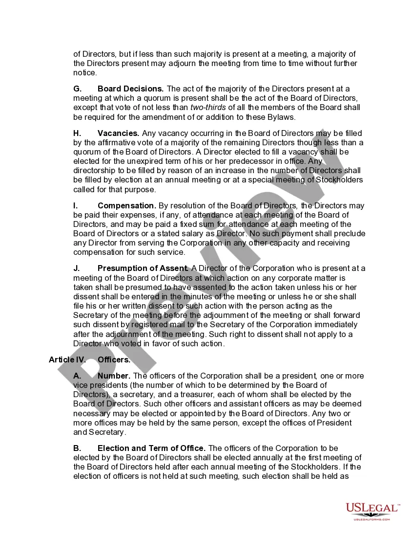 Get General Form of Bylaws for a Business Corporation Preview General Form of Bylaws for a Business Corporation