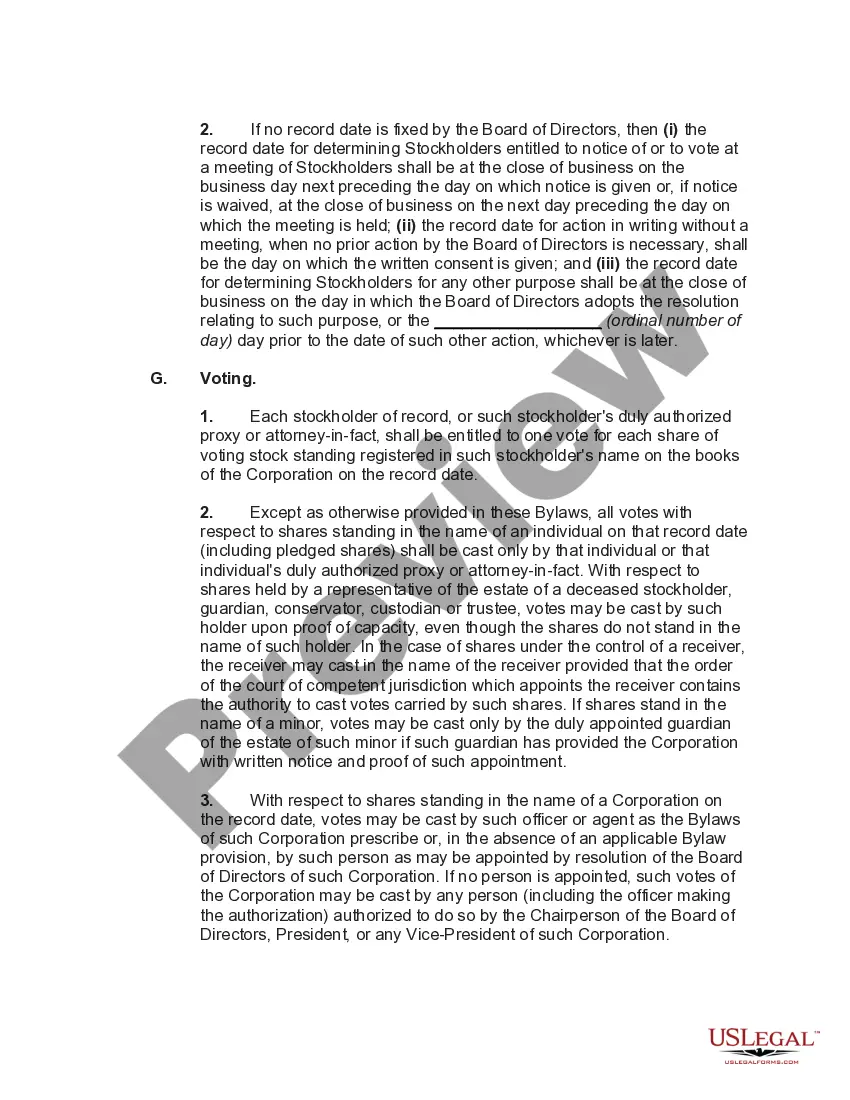 Preview Bylaws of a Business Corporation with Provisions that Board of Directors May Consist of One Person