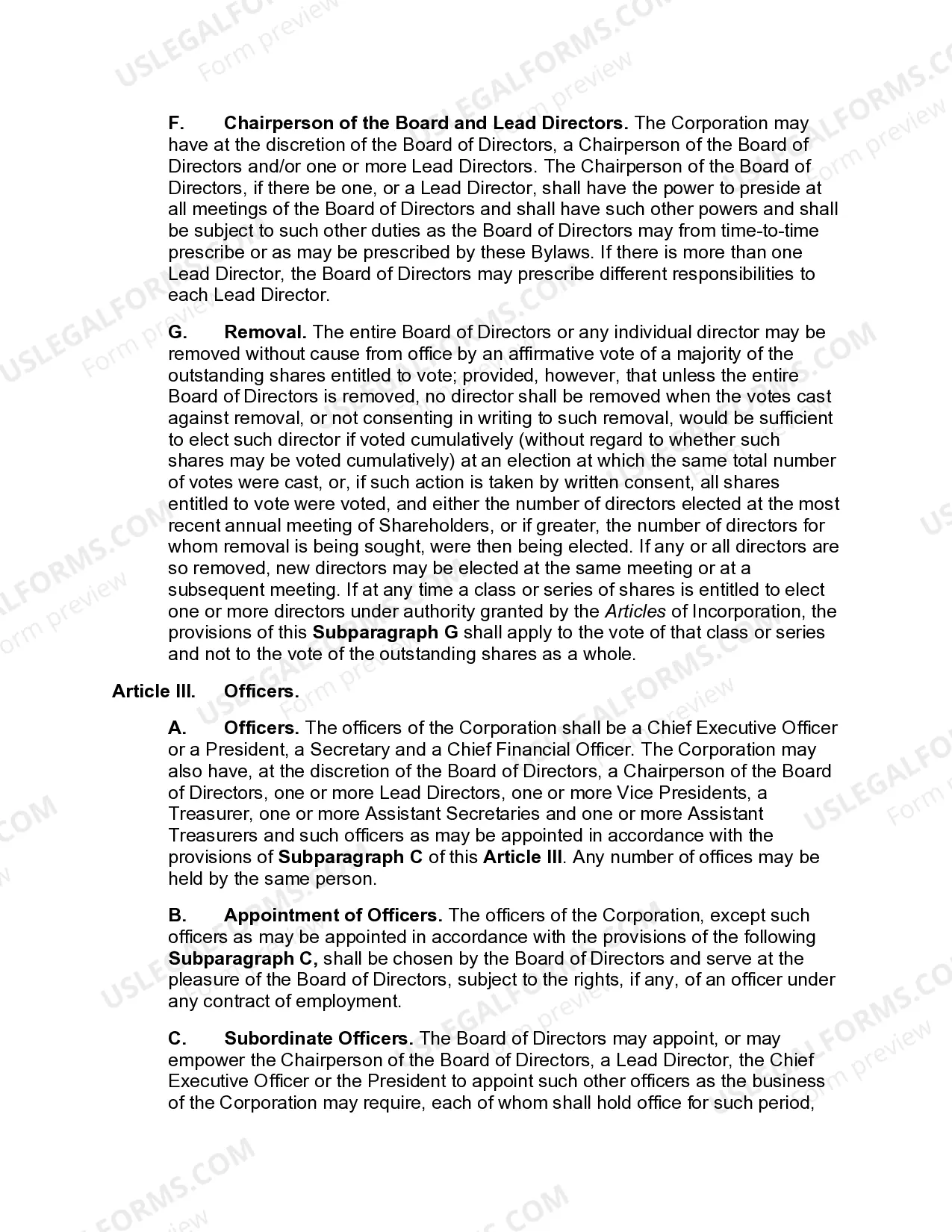 Preview Bylaws of Business Corporation whereby Board may Delegate Day-to-Day Operation of Business of Corporation to Management Company or Other Person