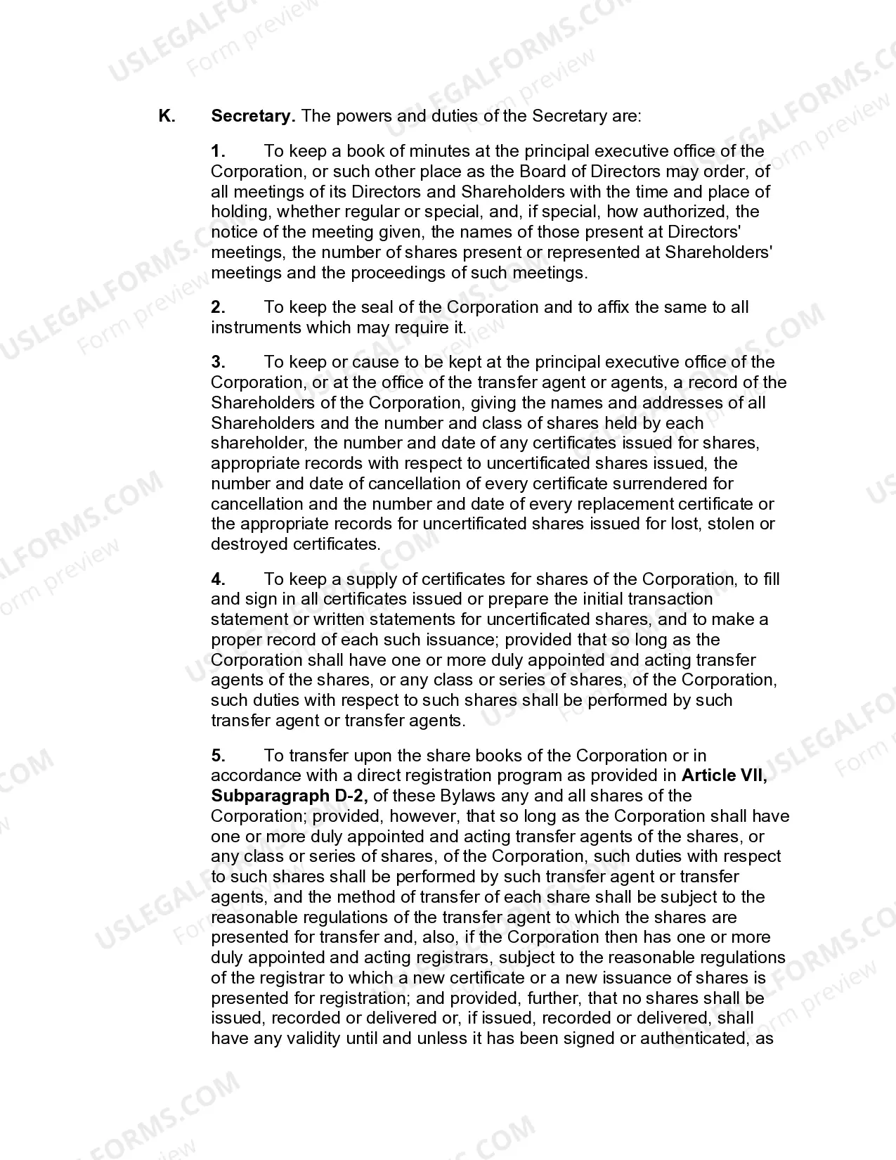 Preview Bylaws of Business Corporation whereby Board may Delegate Day-to-Day Operation of Business of Corporation to Management Company or Other Person