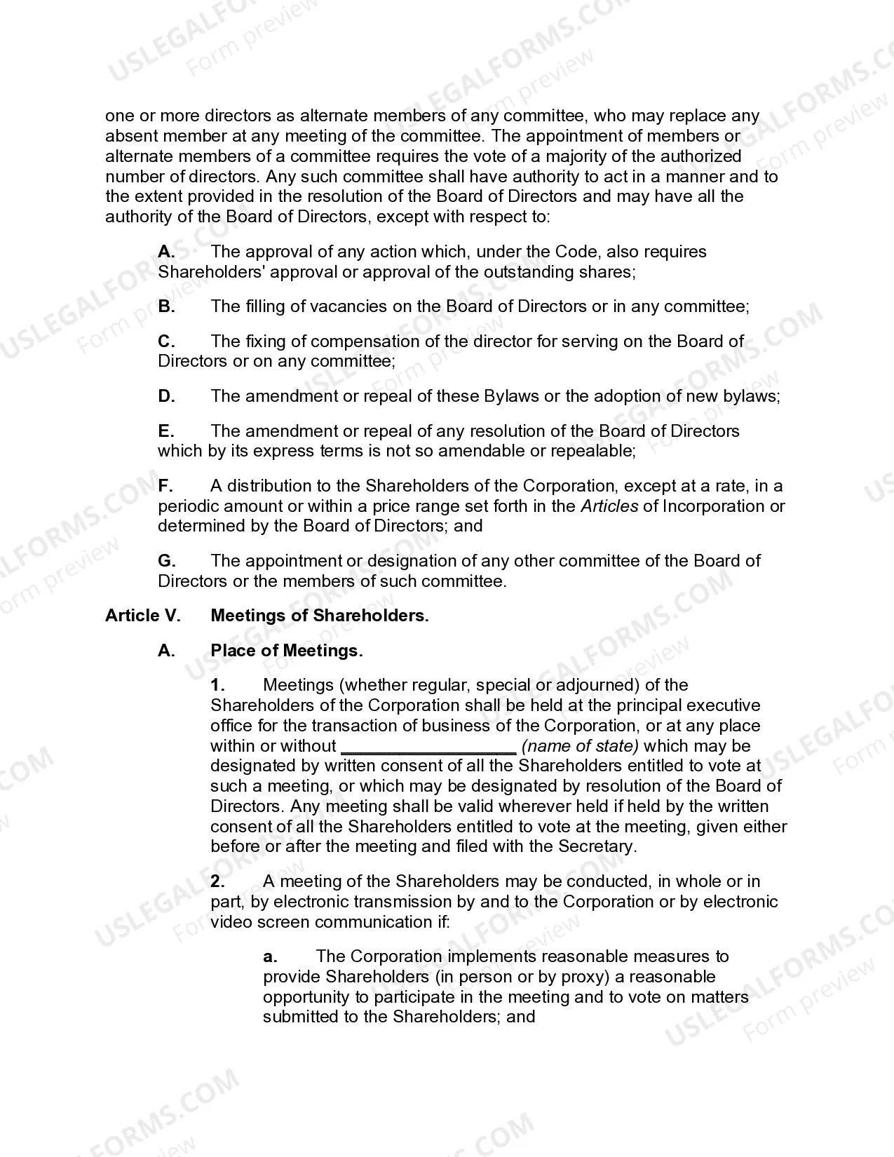 Preview Bylaws of Business Corporation whereby Board may Delegate Day-to-Day Operation of Business of Corporation to Management Company or Other Person