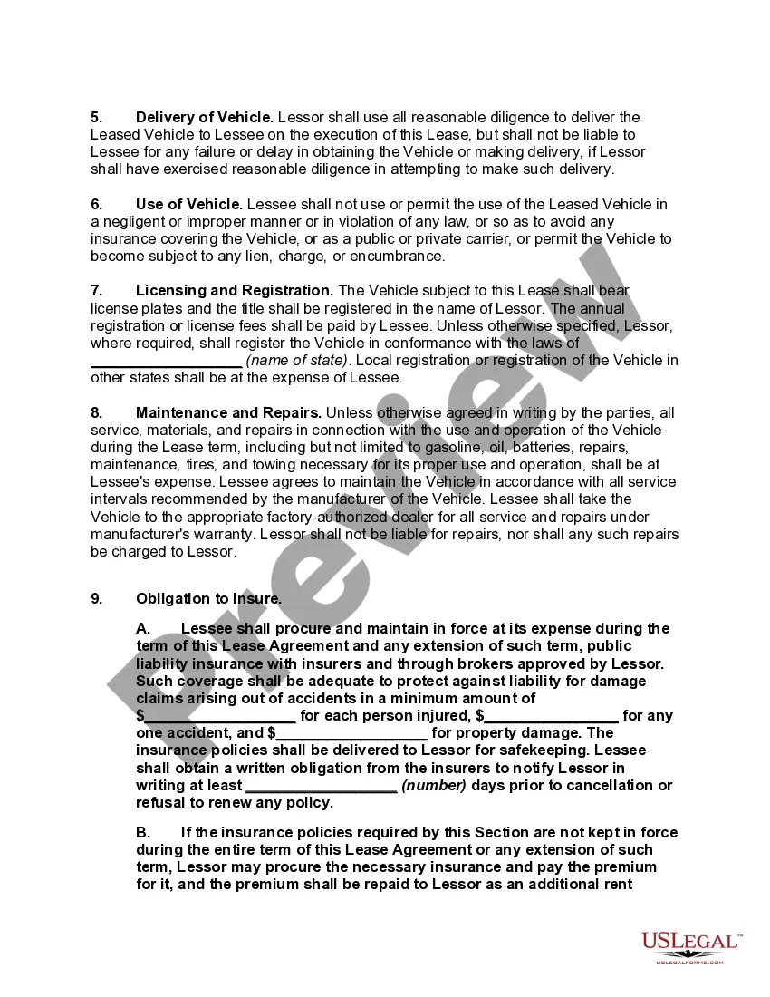 Preview Motor Vehicle Lease