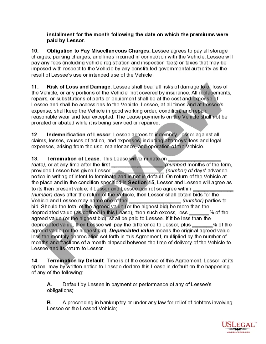 Preview Motor Vehicle Lease