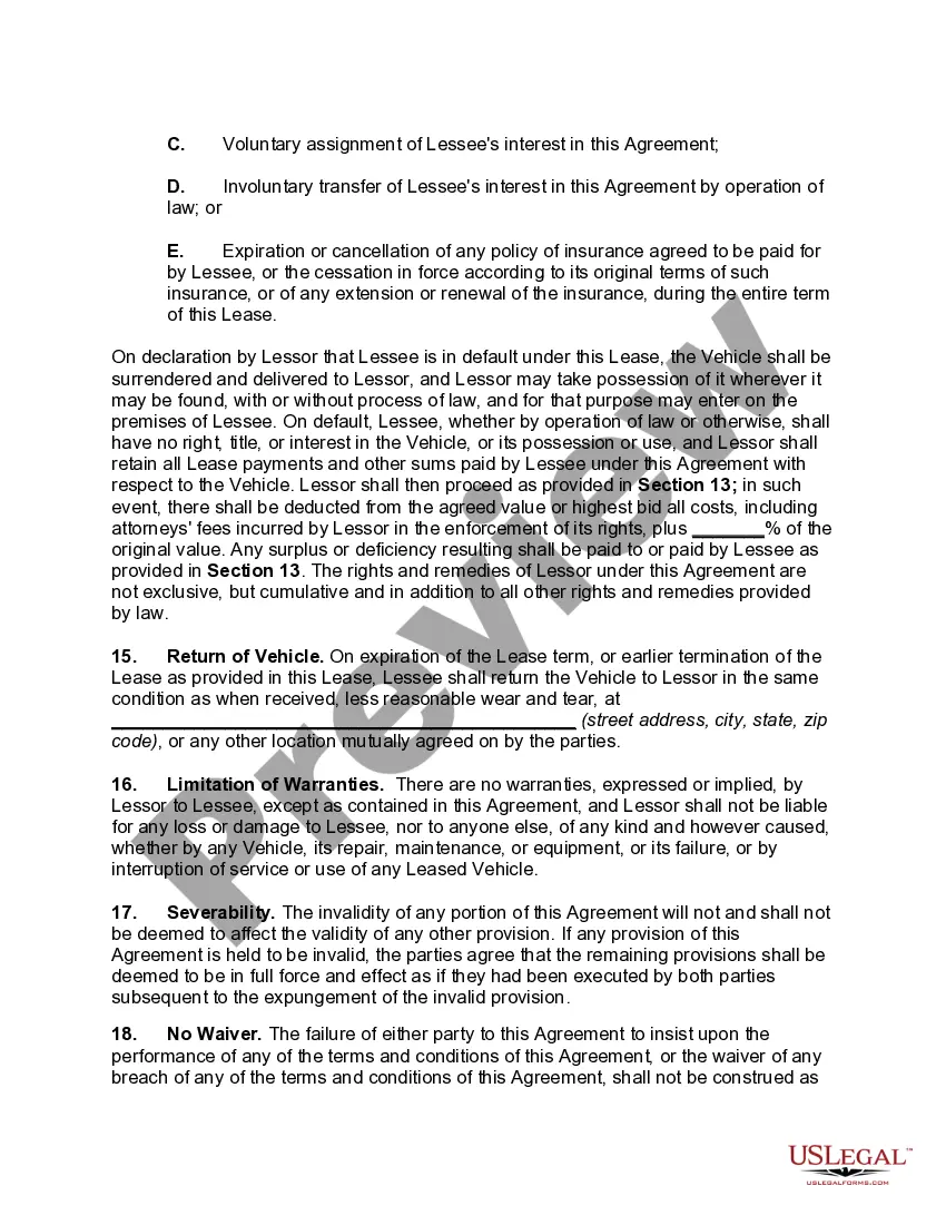 Preview Motor Vehicle Lease