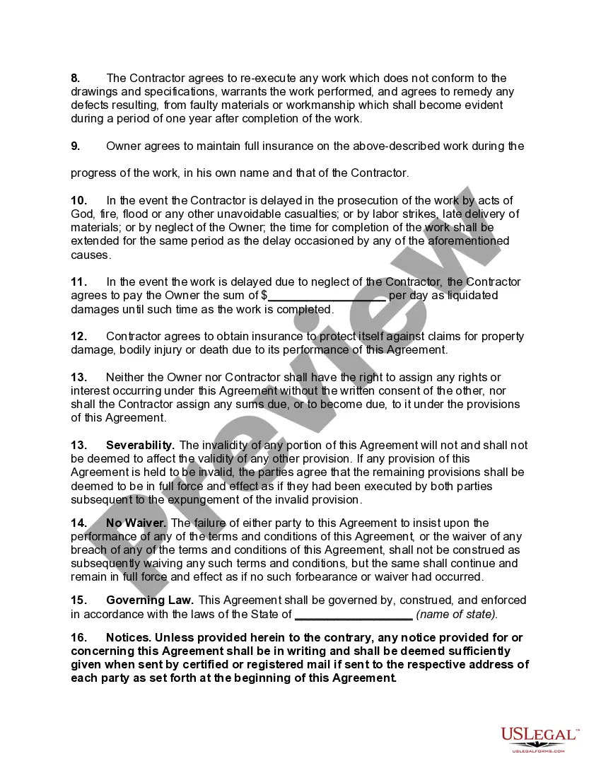 Get Generic Agreement between Owner and Contractor Preview Generic Agreement between Owner and Contractor